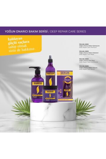 Arcade Yoğun Onarıcı Bakım Serisi ( Şampuan 500 ML Maske Serum Fön Suyu) Özel Set - 2