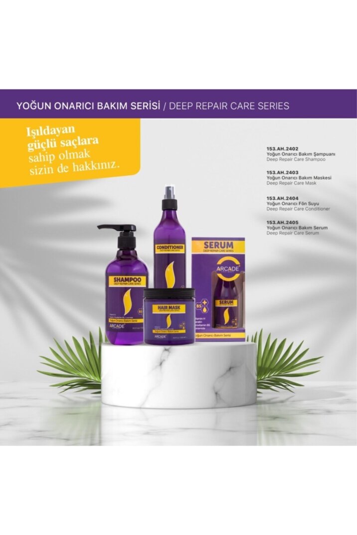 Arcade Yoğun Onarıcı Bakım Serisi ( Şampuan 500 ML Maske Serum Fön Suyu) Özel Set - 2