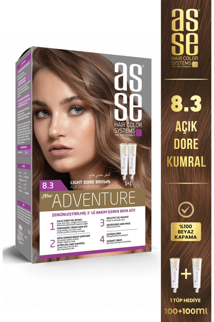 Asse Adventure Set Saç Boyası No:8.3 Açık Dore Kumral - 1