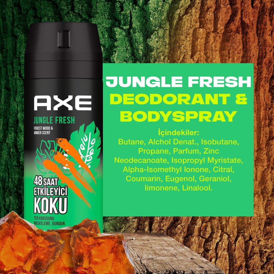 Axe Erkek Sprey Deodorant Jungle Fresh 48 Saat Etkileyici Koku 150 ml - 8