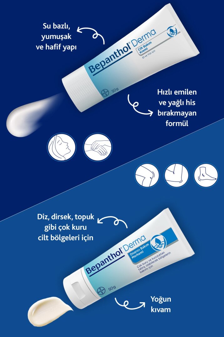 Bepanthol Cilt Bakım Kremi 50gr l Tüm Cilt Tiplerine Uygun, El ve Yüz Bakım, Günlük Vücut Bakım - 3