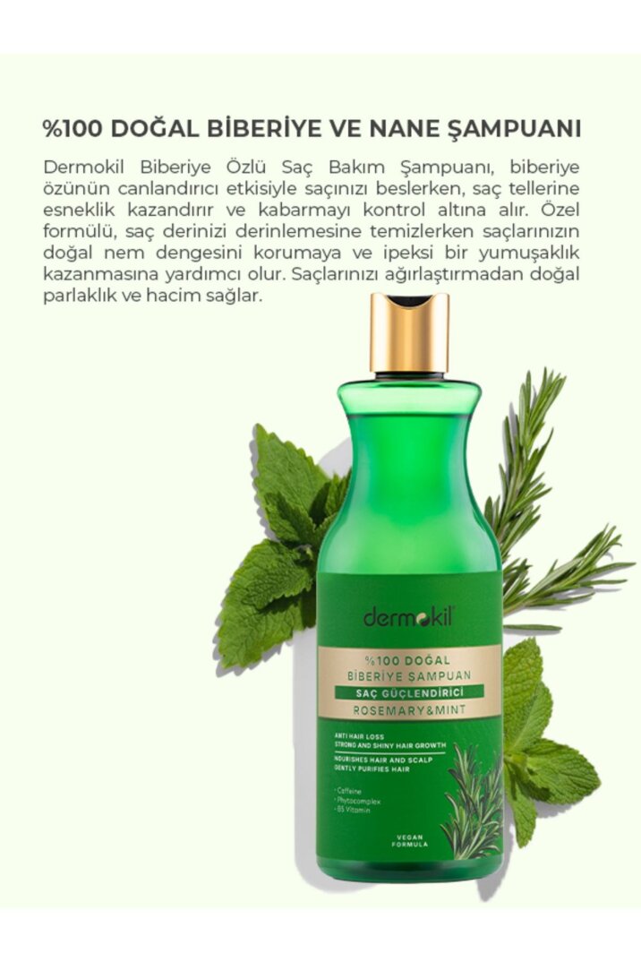 Dermokil %100 Doğal Biberiye Saç Güçlendirici Şampuan 400 ml - 3