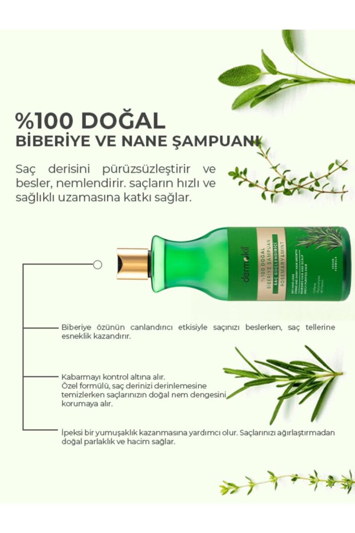 Dermokil %100 Doğal Biberiye Saç Güçlendirici Şampuan 400 ml - 4