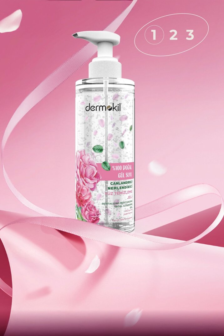 Dermokil %100 Doğal Gül Suyu Canlandırıcı Nemlendirici Yüz Temizleme Jeli - 3