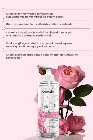 Dermokil %100 Doğal Gül Suyu Canlandırıcı Nemlendirici Yüz Temizleme Jeli - 4
