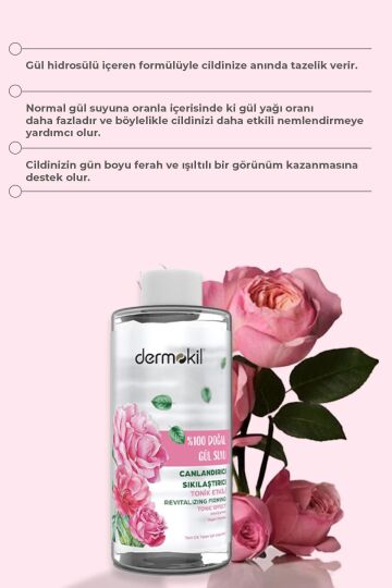 Dermokil %100 Doğal Gül Suyu Canlandırıcı Sıkılaştırıcı Tonik - 4