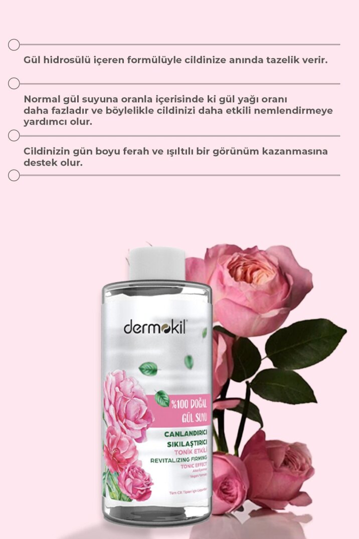 Dermokil %100 Doğal Gül Suyu Canlandırıcı Sıkılaştırıcı Tonik - 4
