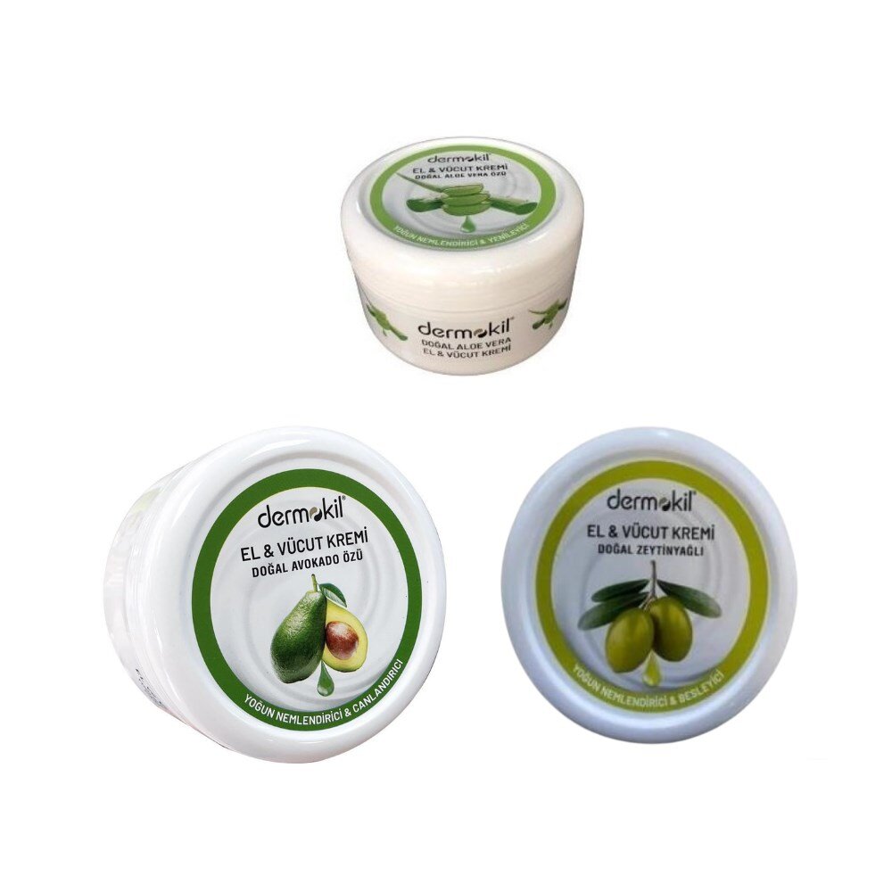 Dermokil El Ve Yüz Kremi Aloevera-avokado-zeytinyağı 220 ml 3lü Set - 1