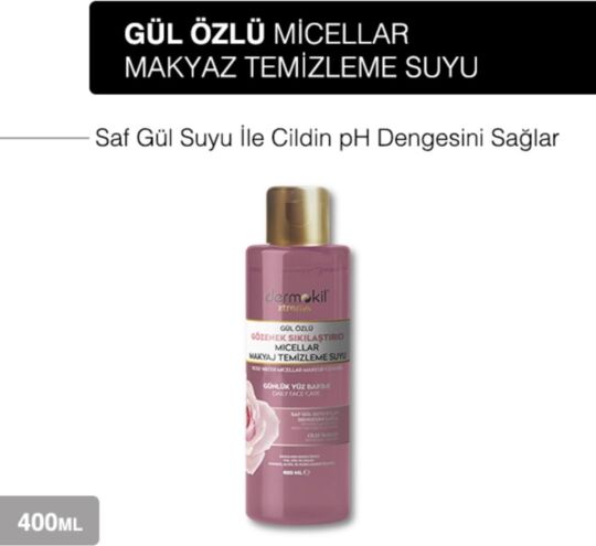 Dermokil Gül Özlü Gözenek Sıkılaştırıcı Mıcellar Makyaj Temizleme Suyu 400 ml - 2