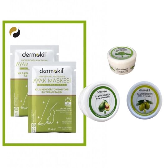 Dermokil Kil Ve Kenevir Yağlı Peeling Etkili Ayak Maskesi 35 Ml 2 ' Li +Dermokil El Ve Yüz Kremi Alo