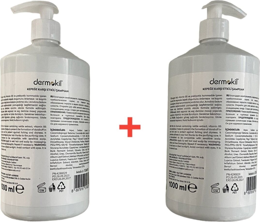 Dermokil Prebiotic Vitamin B5 Şampuan  Seti Sette 2 Adet 1000 ML Şampuan Mevcuttur - 4