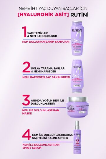 Elseve Hydra [hyaluronic] Nem Dolduran Şampuan 300ml Nem İle Dolgunlaştıran Serum 150ml Seti - 8
