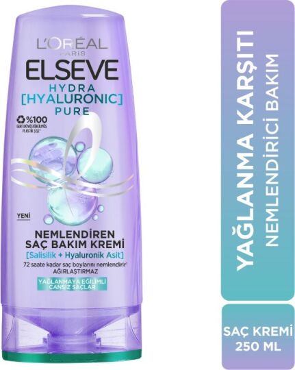 Elseve Hydra [Hyaluronic] Pure Salisilik Asit içeren Yağlanma Karşıtı Nemlendirici Saç Kremi 250ml - 1