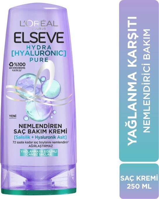 Elseve Hydra [Hyaluronic] Pure Salisilik Asit içeren Yağlanma Karşıtı Nemlendirici Saç Kremi 250ml - 1