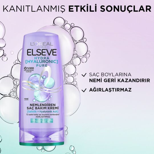 Elseve Hydra [Hyaluronic] Pure Salisilik Asit içeren Yağlanma Karşıtı Nemlendirici Saç Kremi 250ml - 5