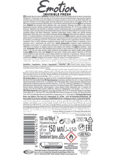 Emotion Invisible Fresh 150 ml Kadın Deodorant - 4