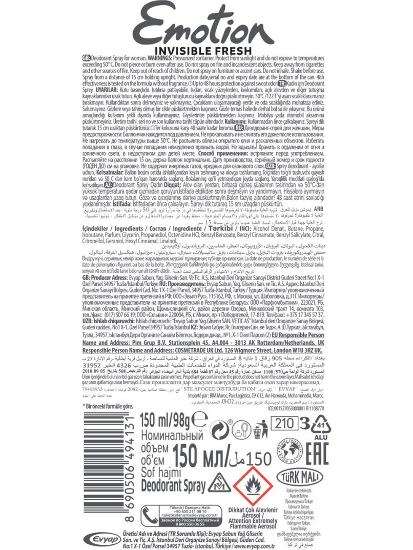 Emotion Invisible Fresh 150 ml Kadın Deodorant - 4