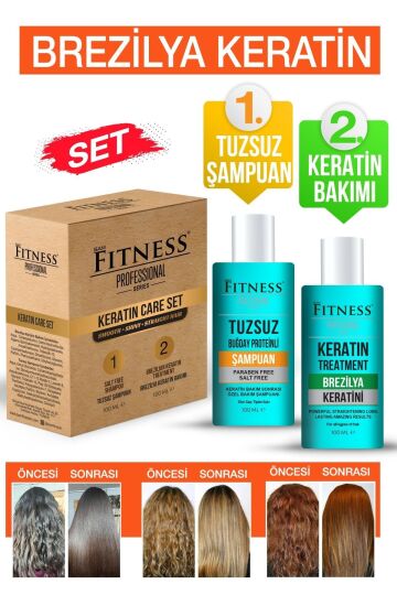 Fitness Professional Saç Düzleştirici Brezilya Fönü Keratin BakımıTuzsuz Şampuan & Keratin Yağı Seti - 2