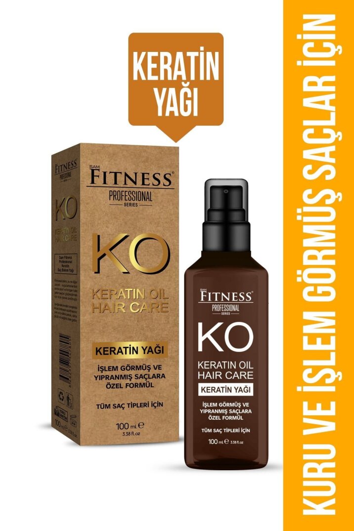 Fitness Professional Saç Düzleştirici Brezilya Fönü Keratin BakımıTuzsuz Şampuan & Keratin Yağı Seti - 3