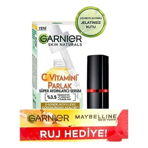 Garnier C Vitamini Parlak Süper Aydınlatıcı Serum 30ml + Maybelline New York Color Show 202 Ruj - 1
