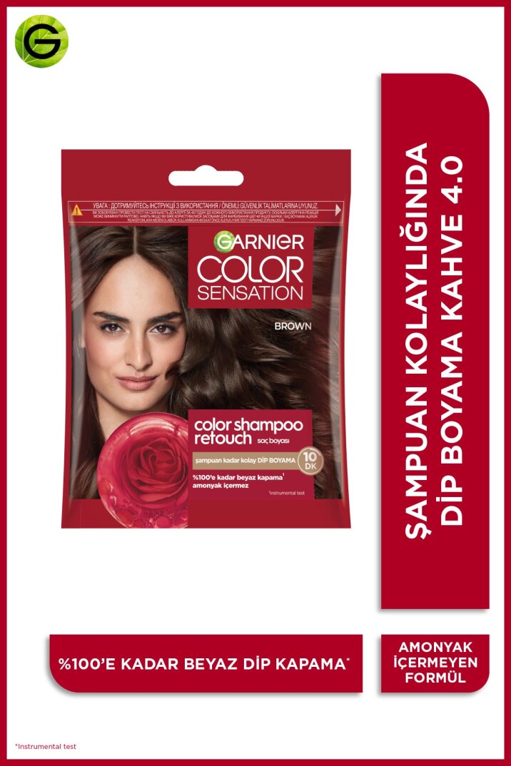 Garnier Color Shampoo Retouch Şampuan Kolaylığında Dip Boyası, Kahve 4.0 - 1