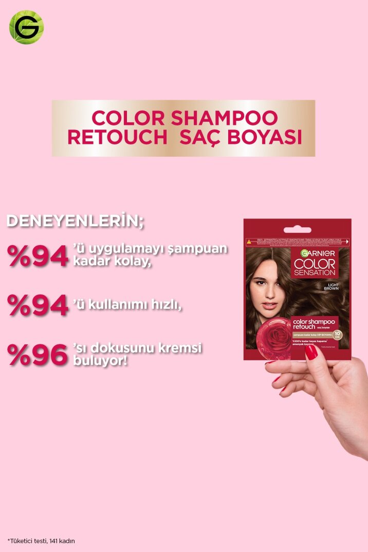 Garnier Color Shampoo Retouch Şampuan Kolaylığında Dip Boyası, Kahve 4.0 - 5