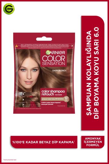 Garnier Color Shampoo Retouch Şampuan Kolaylığında Dip Boyası, Koyu Sarı 6.0