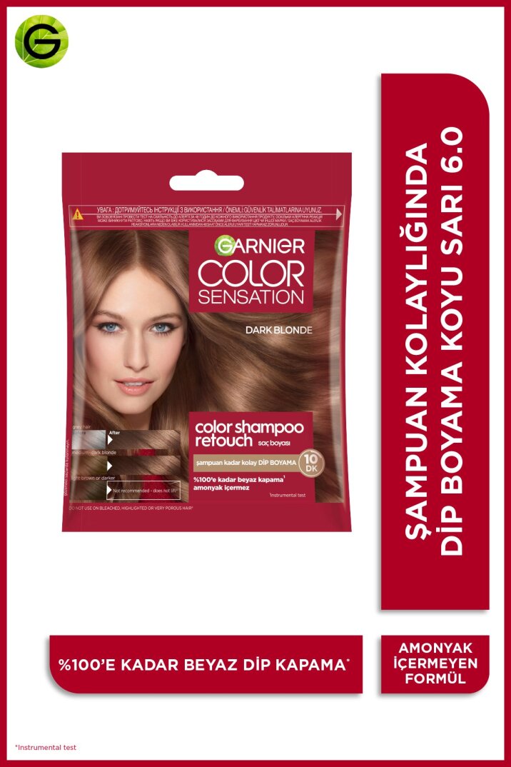 Garnier Color Shampoo Retouch Şampuan Kolaylığında Dip Boyası, Koyu Sarı 6.0 - 1