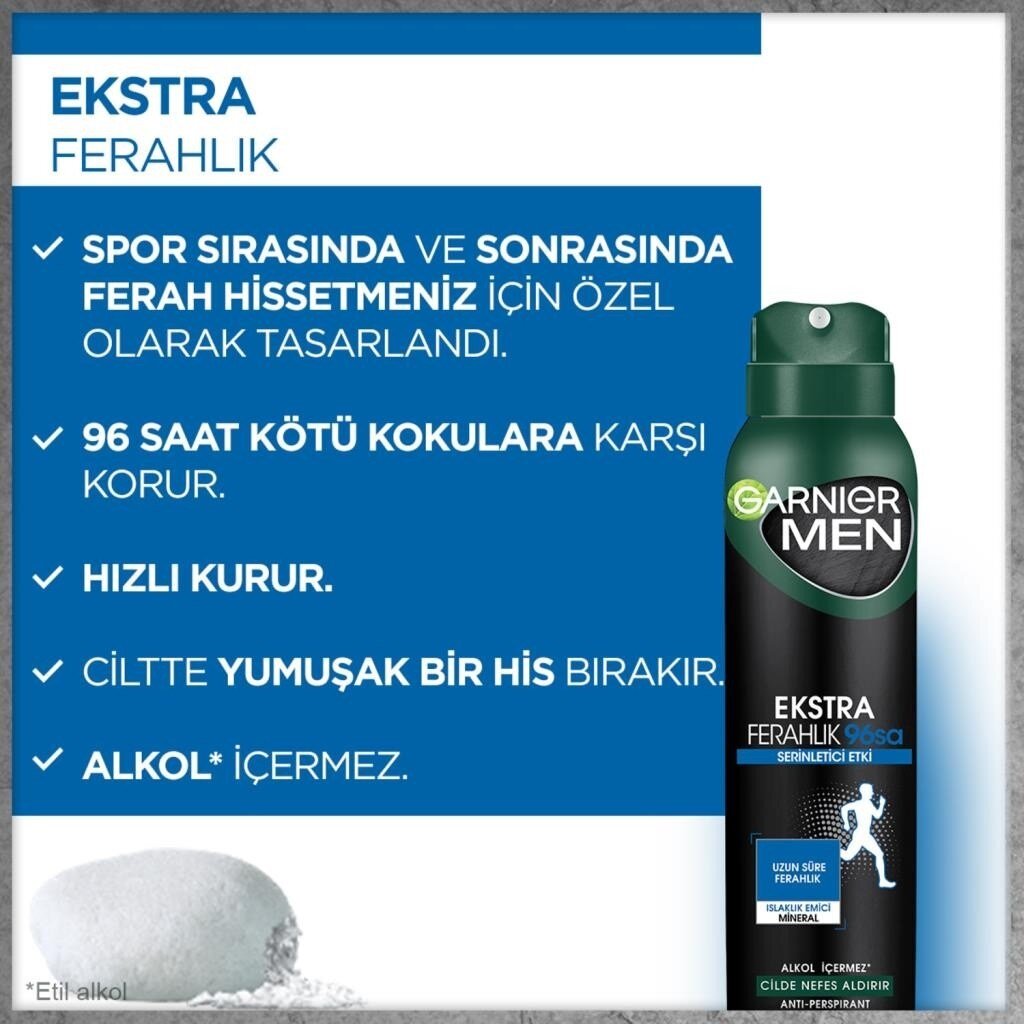 Garnier Men Ekstra Ferahlık Aerosol 150 ml Sprey - 2