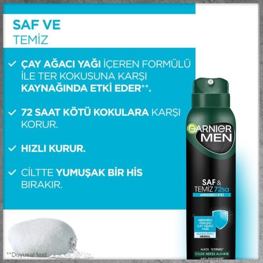 Garnier Men Saf ve Temiz Aerosol 150 ml Sprey - 2