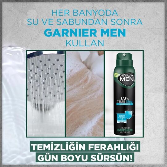 Garnier Men Saf ve Temiz Aerosol 150 ml Sprey - 3
