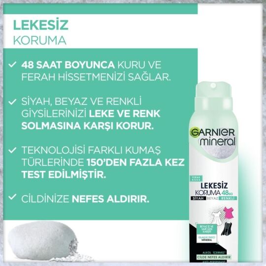 Garnier Mineral Lekesiz Koruma Ferah Koku Sprey Deodorant - 4