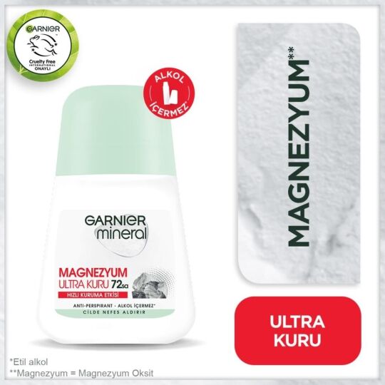 Garnier Mineral Magnezyum Ultra Kuru Roll-On 72 Saat