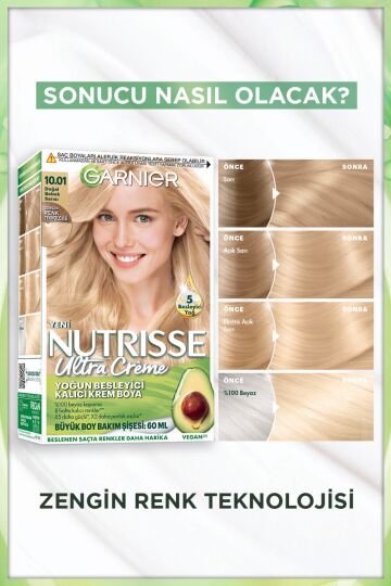 Garnier Nutrisse Yoğun Besleyici Kalıcı Krem Saç Boyası 10.01 Doğal Bebek Sarısı - 3