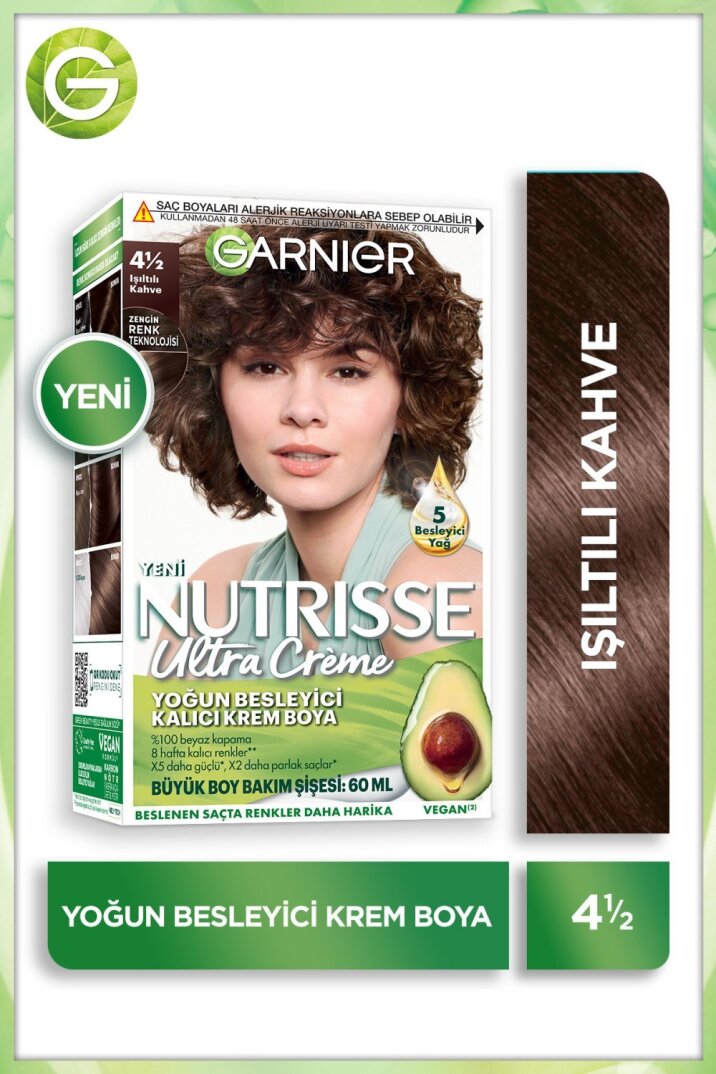 Garnier Nutrisse Yoğun Besleyici Kalıcı Krem Saç Boyası 4 1:2 Işıltılı Kahve - 1