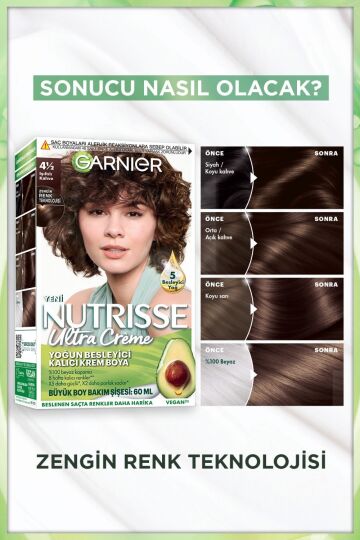 Garnier Nutrisse Yoğun Besleyici Kalıcı Krem Saç Boyası 4 1:2 Işıltılı Kahve - 3