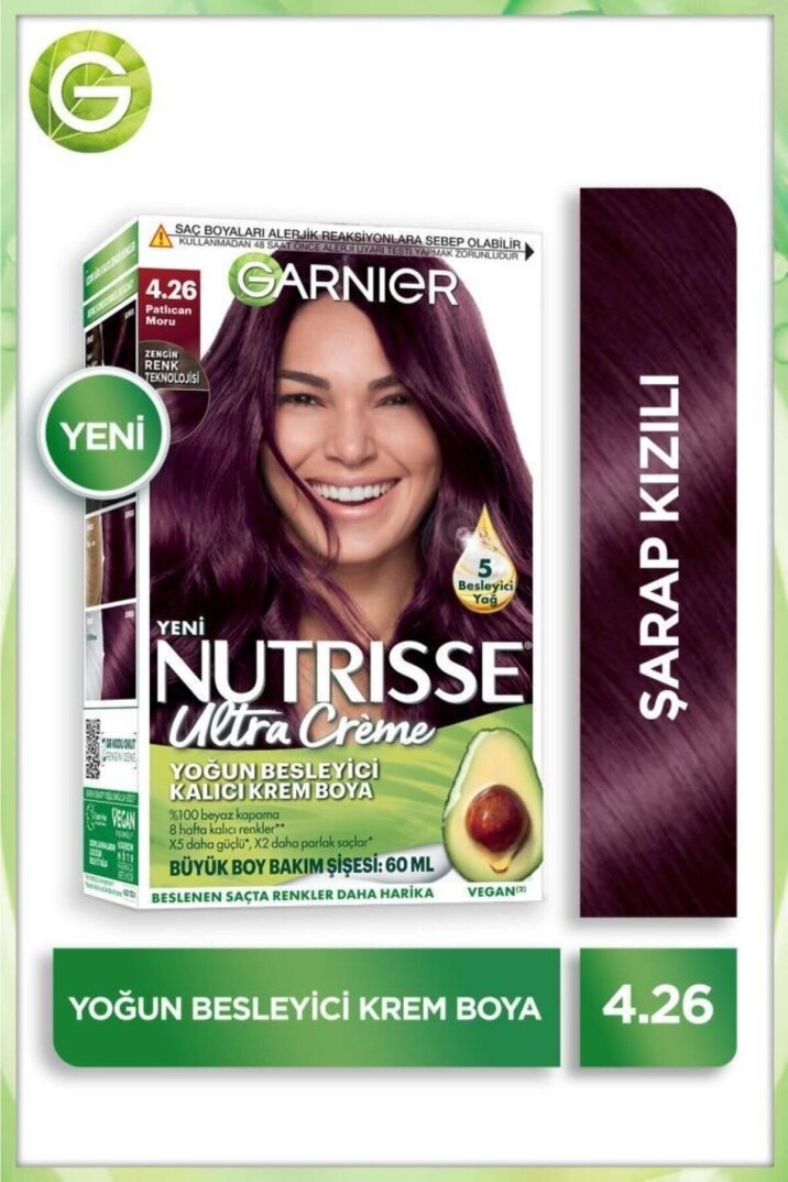 Garnier Nutrisse Yoğun Besleyici Kalıcı Krem Saç Boyası 4.26 Patlıcan Moru - 1