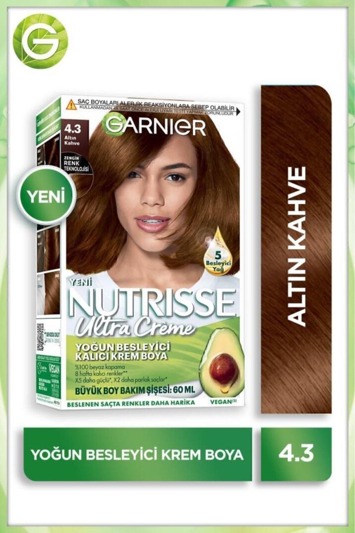 Garnier Nutrisse Yoğun Besleyici Kalıcı Krem Saç Boyası 4.3 Altın Kahve - 1