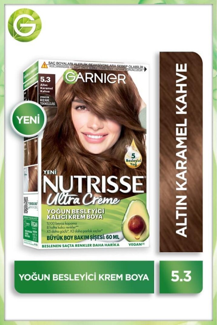 Garnier Nutrisse Yoğun Besleyici Kalıcı Krem Saç Boyası 5.3 Altın Karamel Kahve - 1