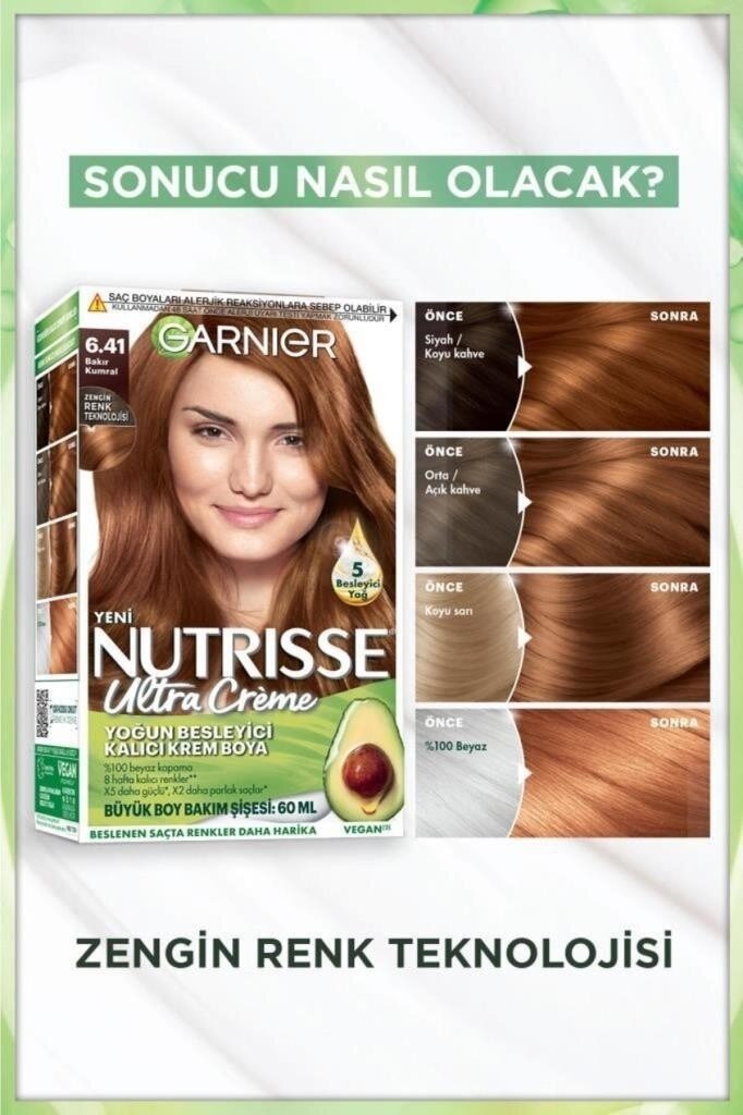 Garnier Nutrisse Yoğun Besleyici Kalıcı Krem Saç Boyası 6.41 Bakır Kumral - 3