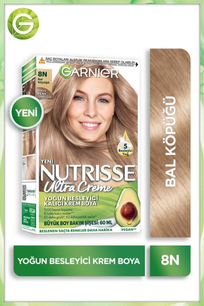 Garnier Nutrisse Yoğun Besleyici Kalıcı Krem Saç Boyası 8N Bal Köpüğü - 1