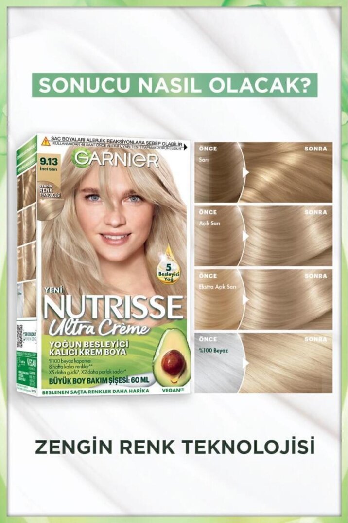 Garnier Nutrisse Yoğun Besleyici Kalıcı Krem Saç Boyası 9.13 İnci Sarı - 3