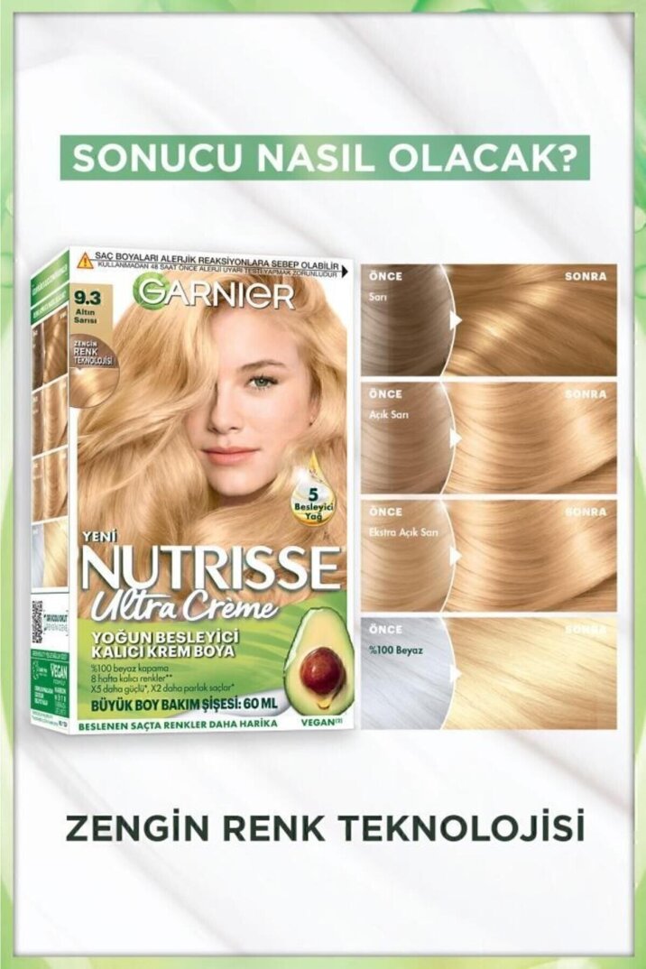 Garnier Nutrisse Yoğun Besleyici Kalıcı Krem Saç Boyası 9.3 Altın Sarısı - 3