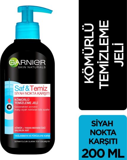 Garnier Saf & Temiz Siyah Nokta Karşıtı Kömürlü Temizleme Jeli 200 ml