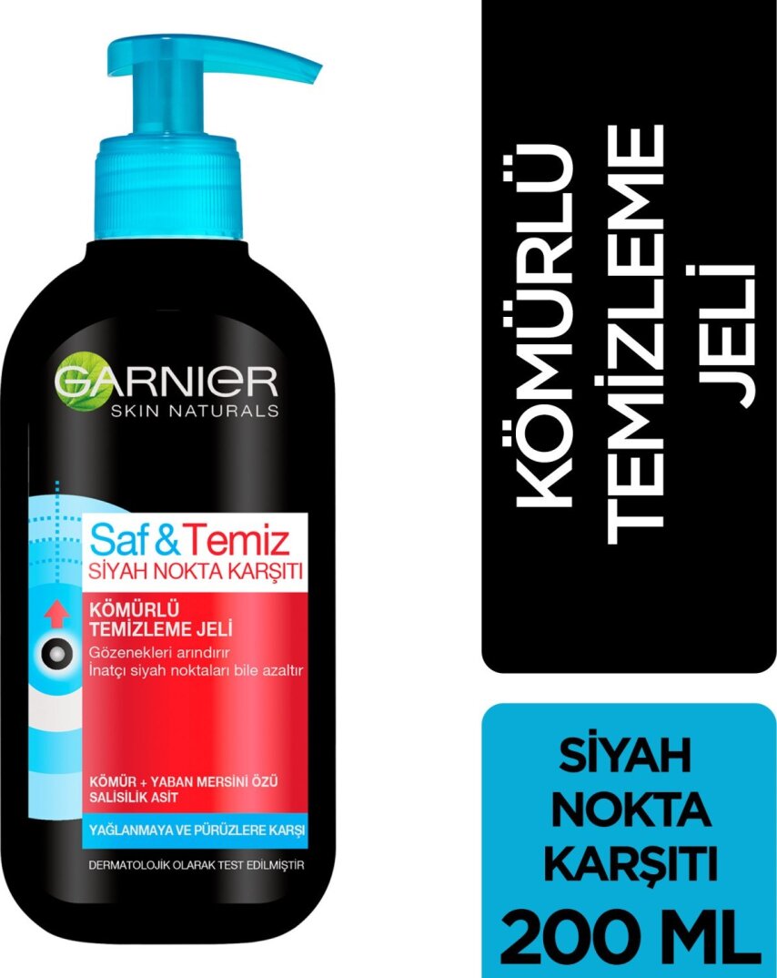 Garnier Saf & Temiz Siyah Nokta Karşıtı Kömürlü Temizleme Jeli 200 ml - 1