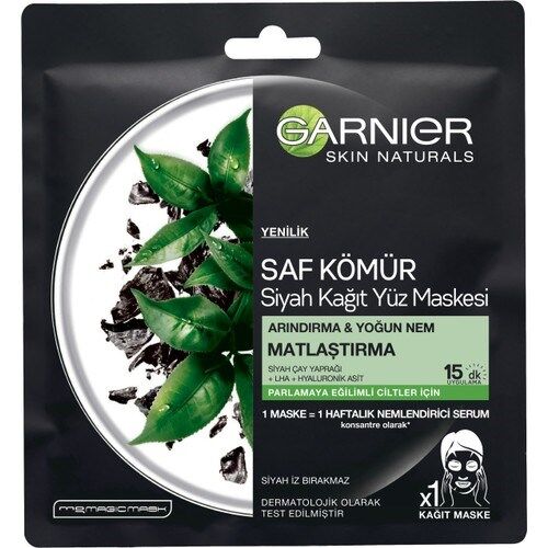 Garnier Skin Naturals Kömürlü Kağıt Yüz Maskesi Siyah Çay