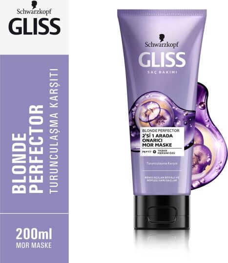 Gliss Schwarzkopf Gliss Blonde Perfector Turunculaşma Karşıtı Mor Maske 200 ml