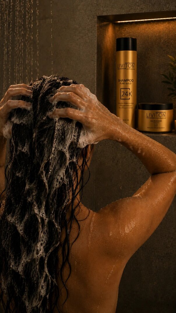Liviton Professional 24K Gold Serisi Şampuan ve Maske Saç Bakım Seti - Lüks Onarıcı ve Parlatıcı - 5