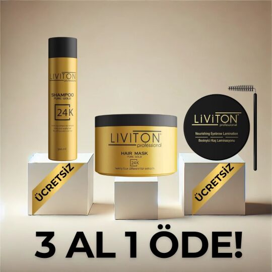 Liviton Professional Liviton 24K Altın Saç Maskesi - 24K Altın Şampuan ve Kaş Laminasyon Hediye!