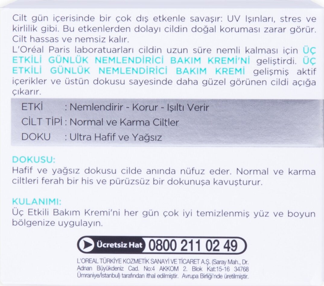 L'Oréal Paris 3 Etkili Günlük Bakım Kremi Normal Ve Karma Ciltler 50ml - 4